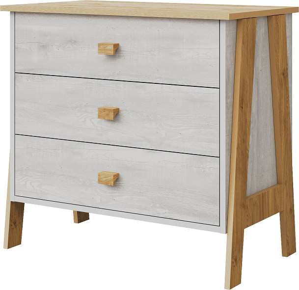 Комод №1 "Скандинавия" - Бетон пайн светлый/Дуб наварра