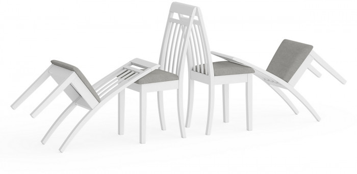 Четыре стула Мебель--24 Гольф-11 разборных, цвет белый, обивка ткань велюр серый 63, ШхГхВ 40х40х100 см., от пола до верха сиденья 47 см.