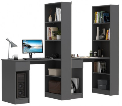 Лайт Шкаф комбинированный 10.01 + 10.01, цвет тёмно-серый, ШхГхВ 230,6х58,2х179 см., универсальная сборка(обязательно крепление к стене)