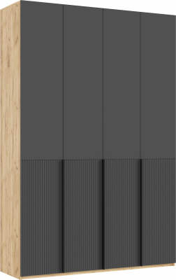 Марвэл Шкаф 4-х створчатый 1600, с доп.ящиками Браш Графит, Дуб Крафт