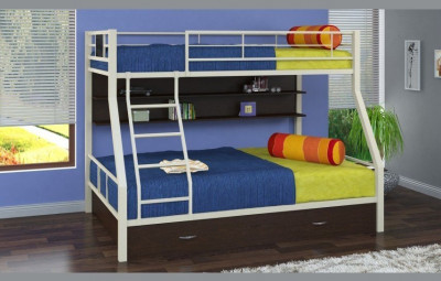 Двухъярусная кровать Гранада-1ПЯ, серый / Венге (Белый, Серый)