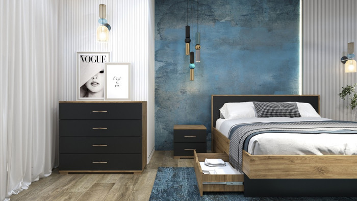 Модульная спальная комната "Мишель" - Дуб наварра/Антрацит