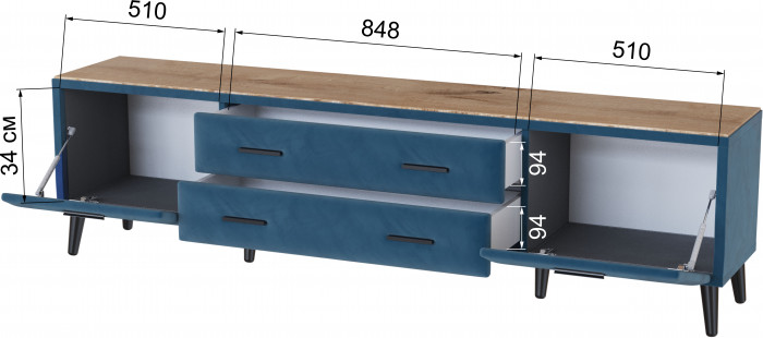 Тумба ТВ интерьерная 2,0 Пай атлантида/мдф дуб канадский