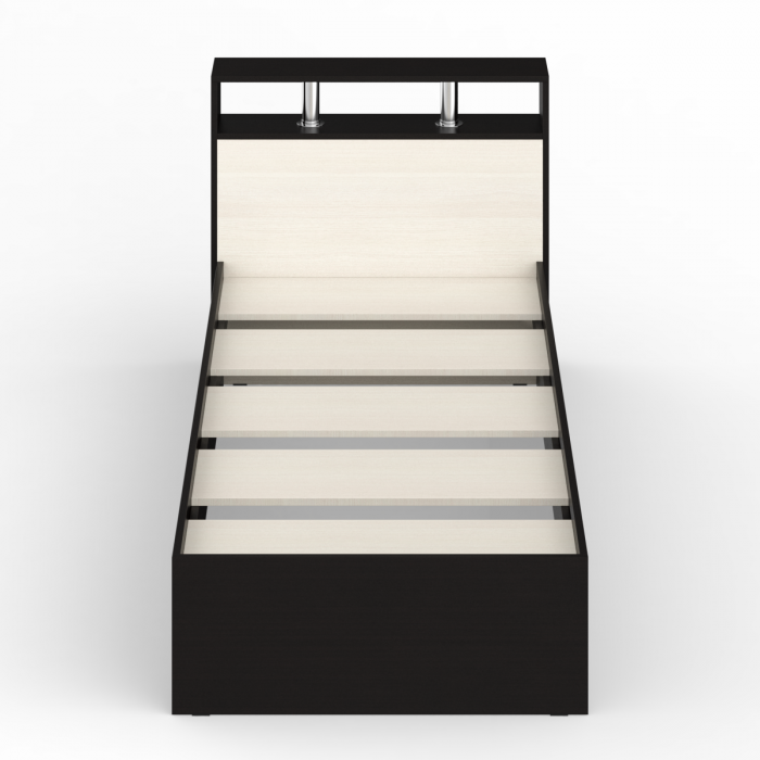 Камелия Кровать 0900, цвет венге/дуб лоредо, ШхГхВ 93,5х217х78,2 см., сп.м. 900х2000 мм., без матраса, основание есть