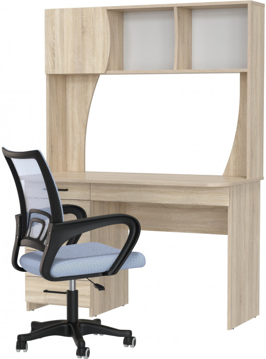 Стол 6-0606 Сигма + кресло 103 серое, цвет дуб сонома, ШхГхВ 120,5х60,5х166 см., НЕ универсальная сборка