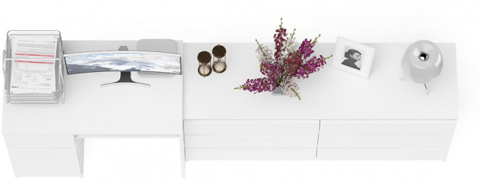 Мори компьютерный стол МС-1 левый + Комод МК1380.6, белый