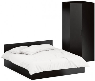 Кровать 1800 + Шкаф угловой Стандарт, цвет венге, ШхГхВ 183,5х203,5х70 + 81,2х81,2х200см., сп.м. 1800х2000 мм., без матраса, основание есть