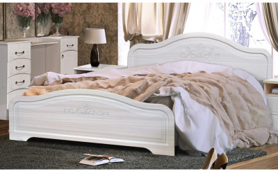 Кэт-6 бодега/сандал Кровать 140 низкий щиток под ортопедическое основание (Бодега белая / Сандал)