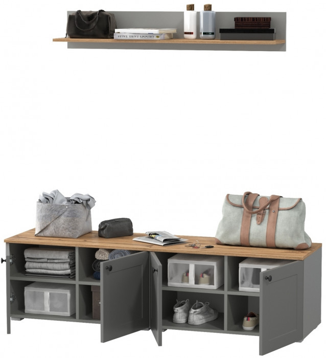 Остин Прихожая 64, серый графит/дуб крафт золотой