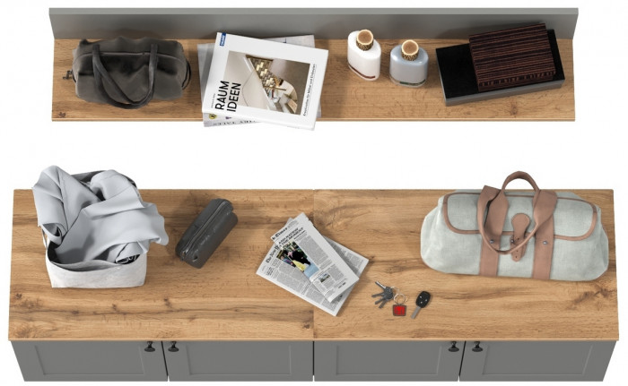 Остин Прихожая 64, серый графит/дуб крафт золотой