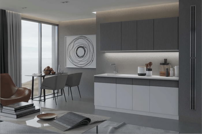 Кухня МДФ Оливия 2000 (Шарли Пинк/Шарли Бриз, Белый)