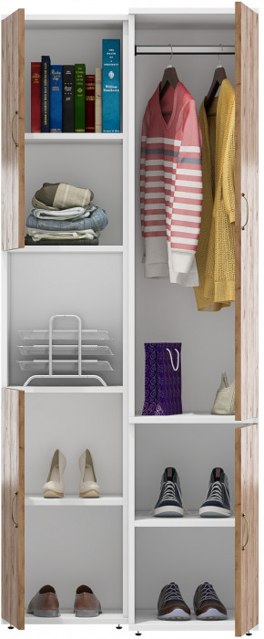 Лидер-8 Модуль Пенал + Пенал МД 23Б, белый шагрень/крафт золото