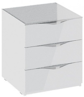 Глосс ТД 319.03.02 Тумба прикроватная с 3 ящиками (Белый глянец/Стекло)