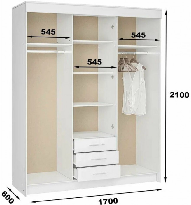 шкаф-купе Фортуна белый/белый
