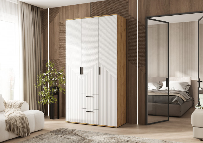 Сильвия Шкаф 3-х створчатый 1200, Браш Вайт/Дуб Крафт