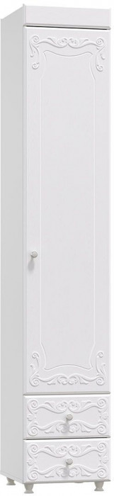 Шкаф-пенал 1дв. (гл.410) с ящиками Италия ИТ-30 белое дерево