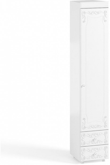 Шкаф-пенал 1дв. (гл.410) с ящиками Италия ИТ-30 белое дерево