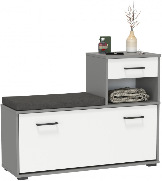 Лира ГК 2-0714граф/бел Тумба под обувь, цвет графит/белый, ШхГхВ 100х33х75,5 см., универсальная сборка