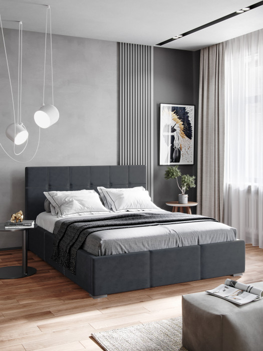 Рио Кровать интерьерная 160 серый квадрат, ортопед