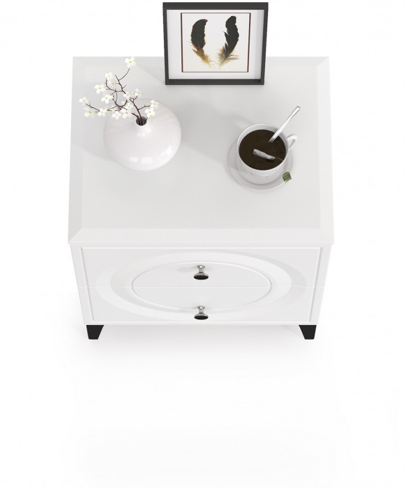 Валенсия Спальня 13.291 Тумба прикроватная, цвет ЛДСП белый шагрень/МДФ белый шагрень, ШхГхВ 49,2х38,4х64 см.