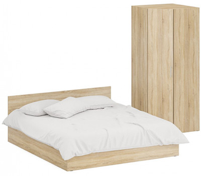 Кровать 1800 + Шкаф угловой Стандарт, цвет дуб сонома, ШхГхВ 183,5х203,5х70 + 81,2х81,2х200см., сп.м. 1800х2000 мм., без матраса, основание есть