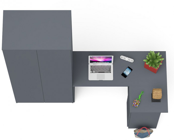 Мори Стол компьютерный МС-16 правый + Шкаф МШ800.1, цвет графит, ШхГхВ 204,8х84,9х209,6 см., выдвижные ящики справа, НЕ универсальная сборка