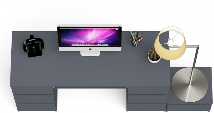 Мори Стол компьютерный МС-2 + Тумба ТМП400.1, цвет графит, ШхГхВ 175,8х50х76,6 см., универсальная сборка