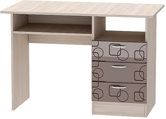 Бриз МДФ Стол письменный (Квадрат/Ясень шимо светлый/Шоколад)