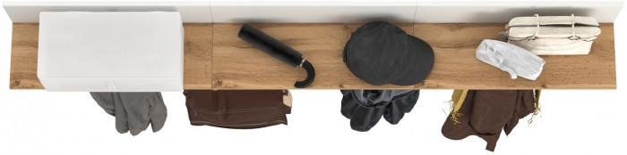 Октава 15.14.01 Вешалка + 15.14.01 Вешалка + 15.14.01 Вешалка, цвет белый шагрень/дуб крафт золотой, ШхГхВ 194,1х23,6х40 см.