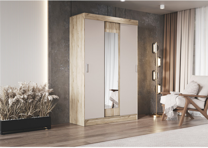 Шкаф-купе с антресолью Бася, Крафт серый/Кашемир