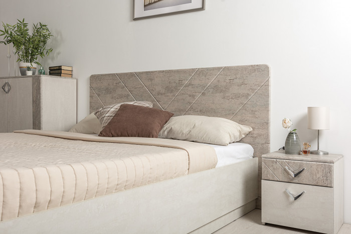 Амели Кровать 11.31 БЕЗ ортопеда, цвет шёлковый камень/бетон чикаго беж, ШхГхВ 181,4х205,2х104,3 см., сп. м. 1600х2000 мм., б/м, БЕЗ ортопеда
