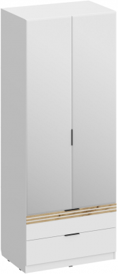 Шкаф 2-х створчатый с ящиками и зеркалом ШК-4116, Белый/Профиль МДФ Дуб вотан