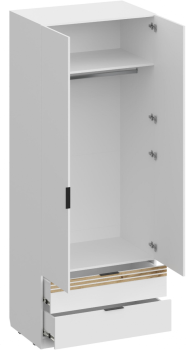 Шкаф 2-х створчатый с ящиками и зеркалом ШК-4116, Белый/Профиль МДФ Дуб вотан