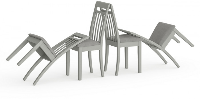 Четыре стула Мебель--24 Гольф-11 разборных, цвет серый, обивка ткань велюр серый 63, ШхГхВ 40х40х100 см., от пола до верха сиденья 47 см.