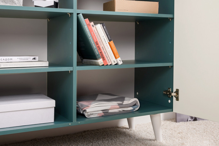 Либера Комод-тумба 16.230.01, цвет пасифай/белый, ШхГхВ 115,3х42,6х92,3 см., фасады с рисунком Тропический лес, две дверки