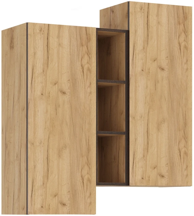Норд Шкаф подвесной комбинированный, Дуб крафт (кромка венге)