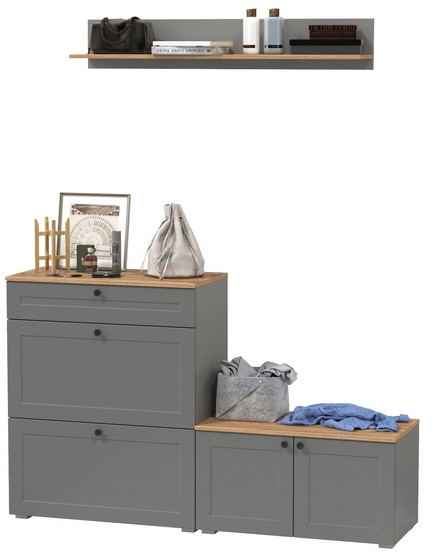 Остин Прихожая 65, серый графит/дуб крафт золотой