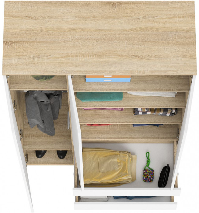 Мори Шкаф МШ1200.1, цвет дуб сонома/белый, ШхГхВ 120,4х50,4х209,6 см., НЕ универсальная сборка