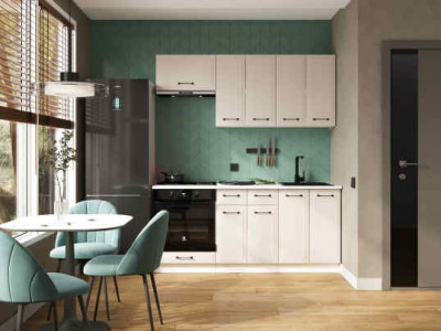 Кухня Индира 1,8 м белый/лофт дюна (столешница мрамор лацио белый)