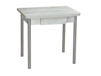 Эко 80х60 стол обеденный раскладной с ящиком / Ясень светлый/металлик