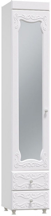 Шкаф-пенал 1дв. (гл.410) с зеркалом и ящиками Италия ИТ-32 белое дерево