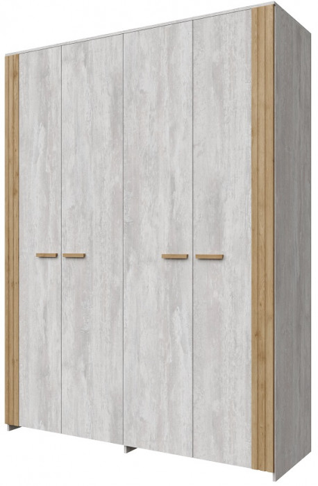 Шкаф для одежды 4-х дверный "Каен" - Ледяное дерево/Артизан