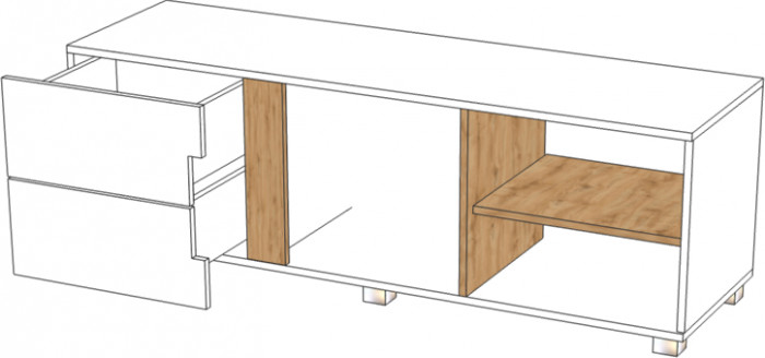 Тумба под ТВ для гостиной "Шанталь" - Дуб наварра/Белый