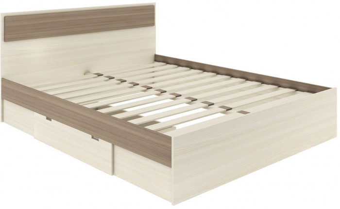 NEXT 72 Кровать двуспальная с ящиком 1400 Ясень Шимо темный / Ясень Шимо светлый