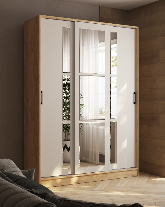 Шкаф-купе Стиль-2 1600, Дуб крафт золотой/Кашемир