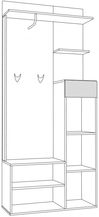 Лайн 10.16 Шкаф многоцелевого назначения, цвет дуб крафт серый/фасады МДФ белый глянец, ШхГхВ 89,8х35,1х210 см., НЕ универсальная сборка