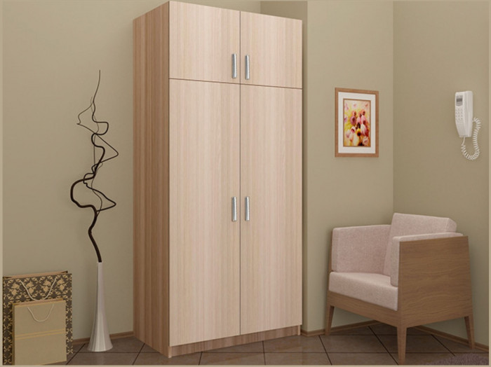 Шкаф распашной 2 двери штанга+полка (Ясень шимо темный / светлый)