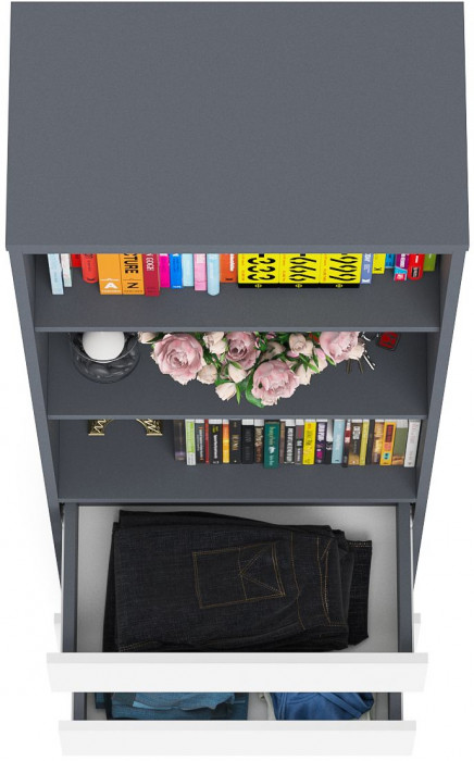 Мори Стеллаж МСТ600.3, графит/белый