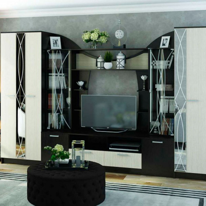 Гостиная ОЛЬБИЯ центральная секция венге/белфорт