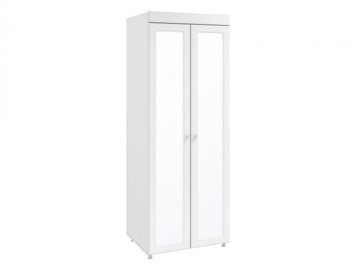 Шкаф 2-х дверный с зеркалами (гл.560) Монако МН-48 белое дерево